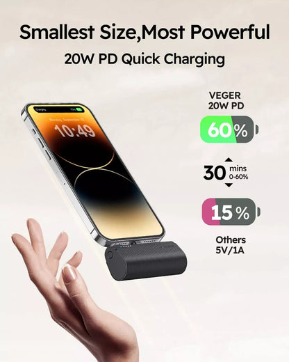 Mini Pocket Capsule Power Bank 20W Fast Charging Portable Charger For IPhone&Android Phone Pad 9000000mAh