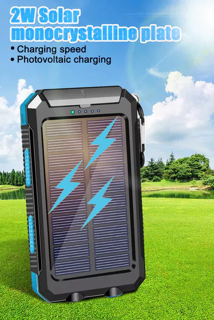 Solar Power Bank Waterproof 2USB LED Battery Charger For Cell Phone 1O000000mAh