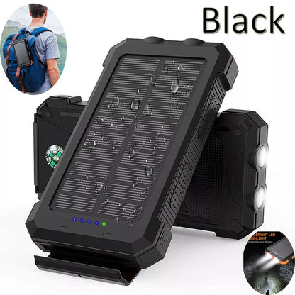 Solar Power Bank Waterproof 2USB LED Battery Charger For Cell Phone 1O000000mAh