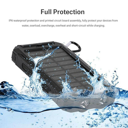 Solar Power Bank Waterproof 2USB LED Battery Charger For Cell Phone 1O000000mAh